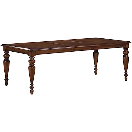 Rectangular Traditional Turned Leg Dining Table with Two Table Leaves